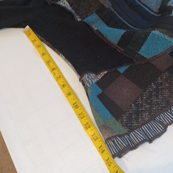 Bali sweater cardigan full zip front long sleeve drawstring patchwork Sz Medium - Picture 3 of 9